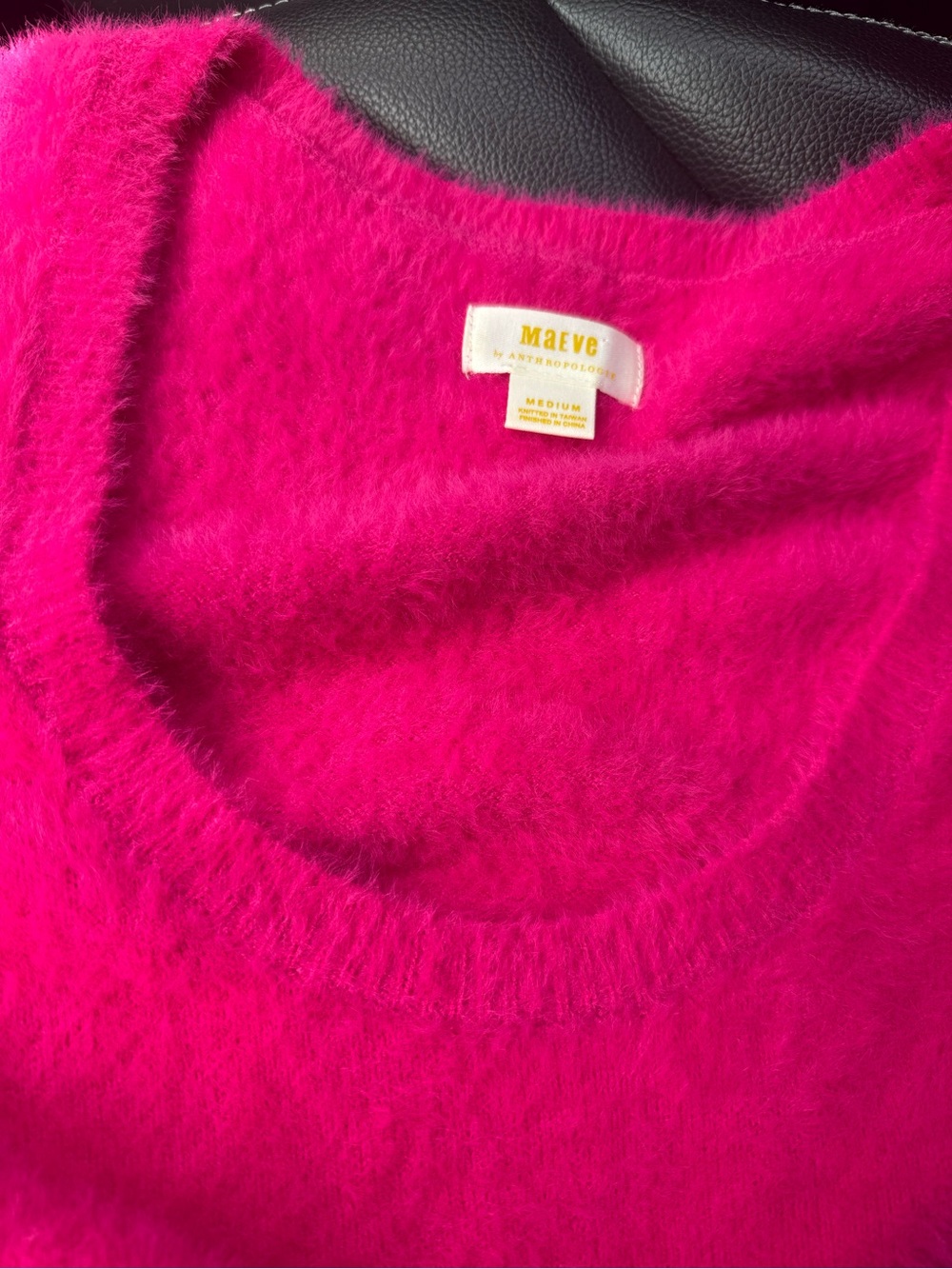 Maeve Fuchsia Fuzzy Crewneck Sweater